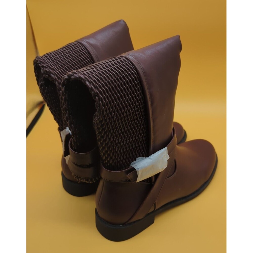 Shoe Dazzle Tessa Textured Flat Boot Women’s Sz 9.5 Bordeaux Riding Boot - Picture 4 of 15